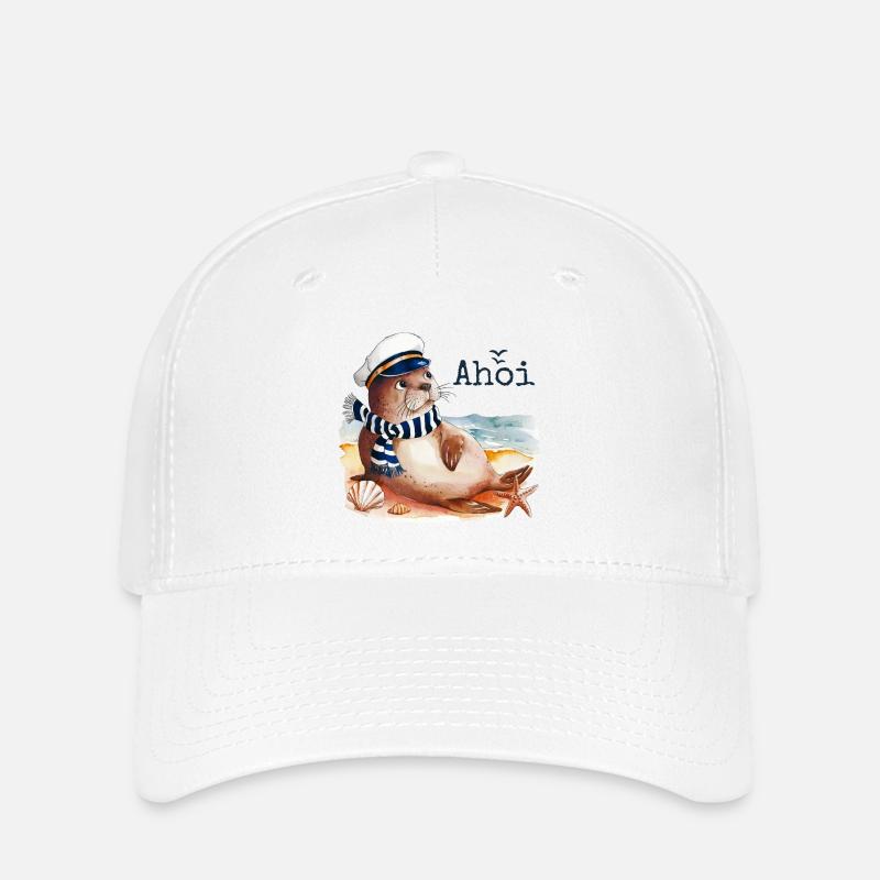 Seehund Ahoi - Flexfit Cap - Weiß