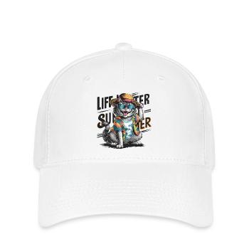 Chat mignon avec tenue d’été et lunettes de soleil - Casquette Flexfit - blanc - Devant