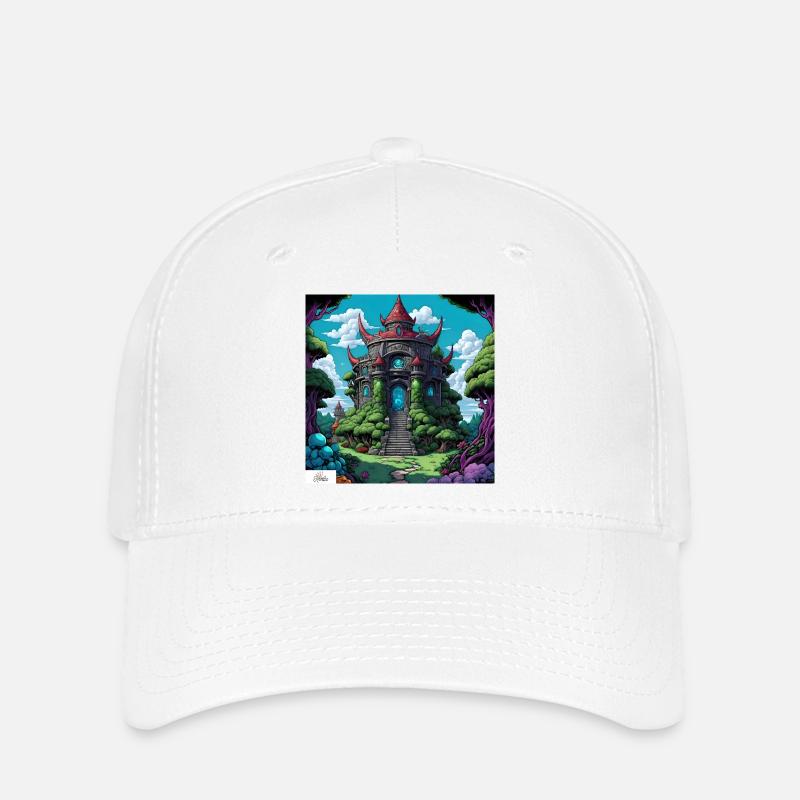 Tempel im Comic-Stil - Flexfit Cap - Weiß