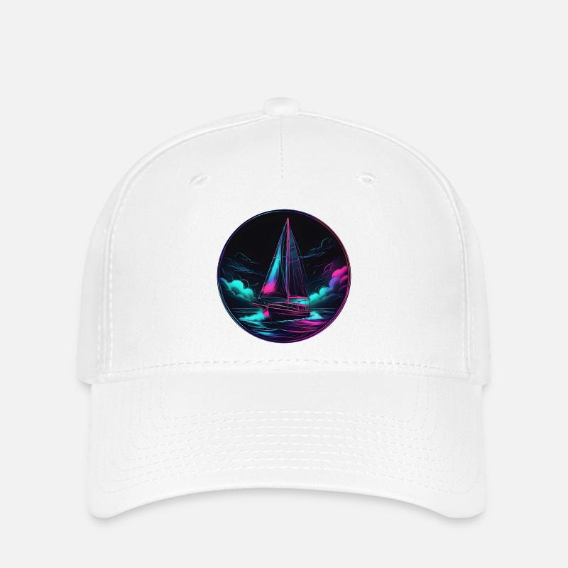 Neon Segelboot Kreis - Flexfit Cap - Weiß