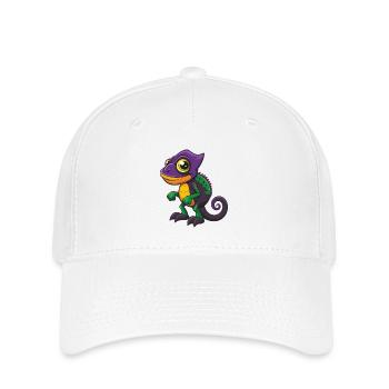 Caméléon Drôle Kawaii Dessin animé Personnage Clipart - Casquette Flexfit - blanc - Devant