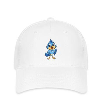 Geai oiseau mignon personnage de dessin animé Kawaii Clipart - Casquette Flexfit - blanc - Devant