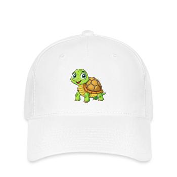 Schildkröte Niedliche Zeichentrickfigur Kawaii Clipart - Flexfit Cap - Weiß - Vorne