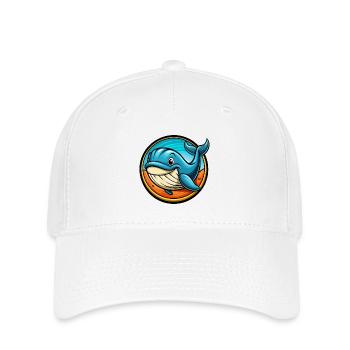 Whale Colorful Kawaii Cartoon Character Clipart - Flexfit Cap - white - Front