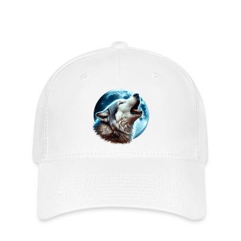 Wolf heult den Vollmond an - Flexfit Cap - Weiß - Vorne
