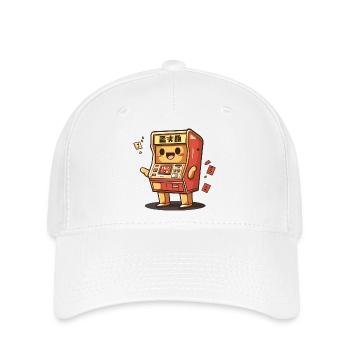 Lachender Spielautomat - Game Station T-Shirt - Flexfit Cap - Weiß - Vorne