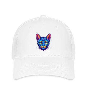 Ocicat Domestic Cat Breed Cartoon Kawaii Animal Pe - Flexfit Cap - white - Front