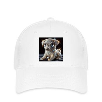 Funkelnder Hund im Diamant-Look - Flexfit Cap - Weiß - Vorne