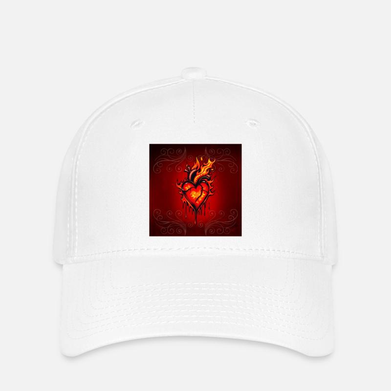 Flammendes Herz. - Flexfit Cap - Weiß