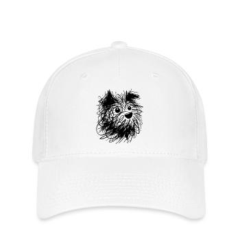 Abstrakte Hundeskizze verspielte Kritzellinien - Flexfit Cap - Weiß - Vorne