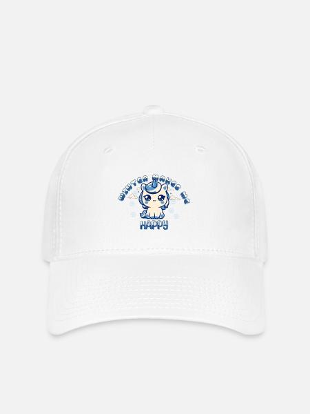 Winter makes me happy - Unicorn - Flexfit Cap - white