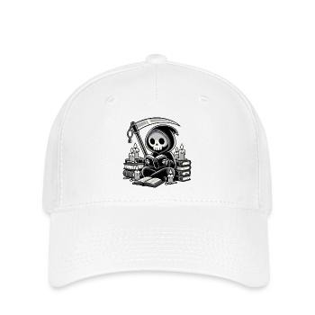 Grim Reaper Bookworm with Scythe - Flexfit Cap - white - Front