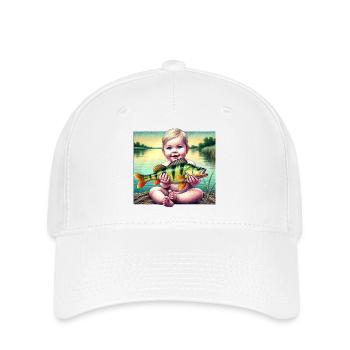 Bébé pêcheur Motif Cadeau Pêcheur - Casquette Flexfit - blanc - Devant