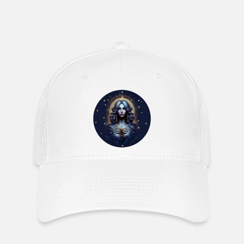 Moonlight Goddess Star Circle - Zodiac Sign Libra - Flexfit Cap - white