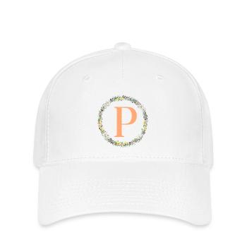 P Monogram, Couronne de fleurs, Personnalisable - Casquette Flexfit - blanc - Devant