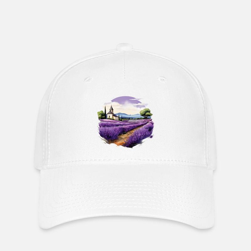 Landschaft mit Lavendel in Frankreich - Flexfit Cap - Weiß