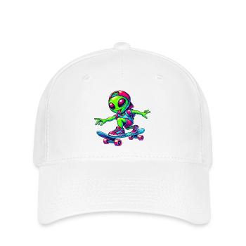Skateur Alien Design - Casquette Flexfit - blanc - Devant
