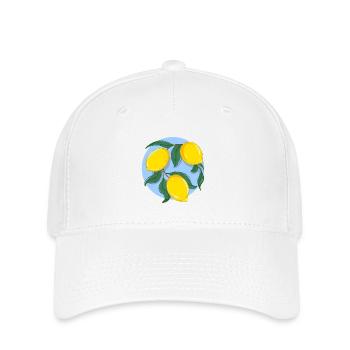 Zitronen-Botanisches Öko-Muster - Flexfit Cap - Weiß - Vorne
