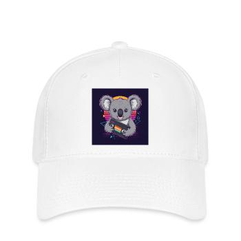 Funny Koala with VHS - 80s Vibes - Flexfit Cap - white - Front