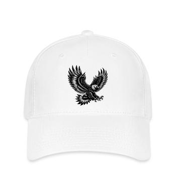 Adler mit ausgebreiteten Flügeln in Bewegung - Flexfit Cap - Weiß - Vorne