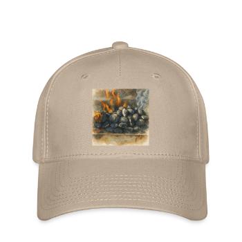 Motif de barbecue avec des braises et une flamme - Aquarelle - Casquette Flexfit - kaki - Devant
