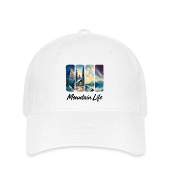 Mountain View with Forest Cabin and Lake - Flexfit Cap - white - Front