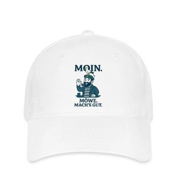 Moin Möwe mach's gut Nordsee Spruch - Flexfit Cap - Weiß - Vorne