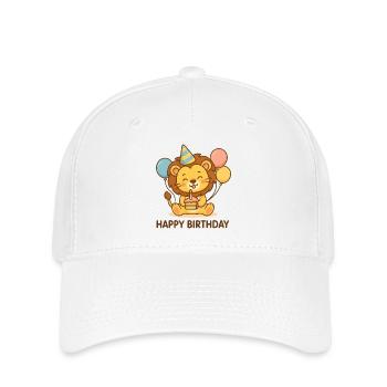 Löwe Geburtstag Party Motiv - Flexfit Cap - Weiß - Vorne