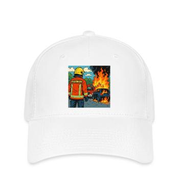 Brandbekämpfer Cartoon Einsatz - Flexfit Cap - Weiß - Vorne