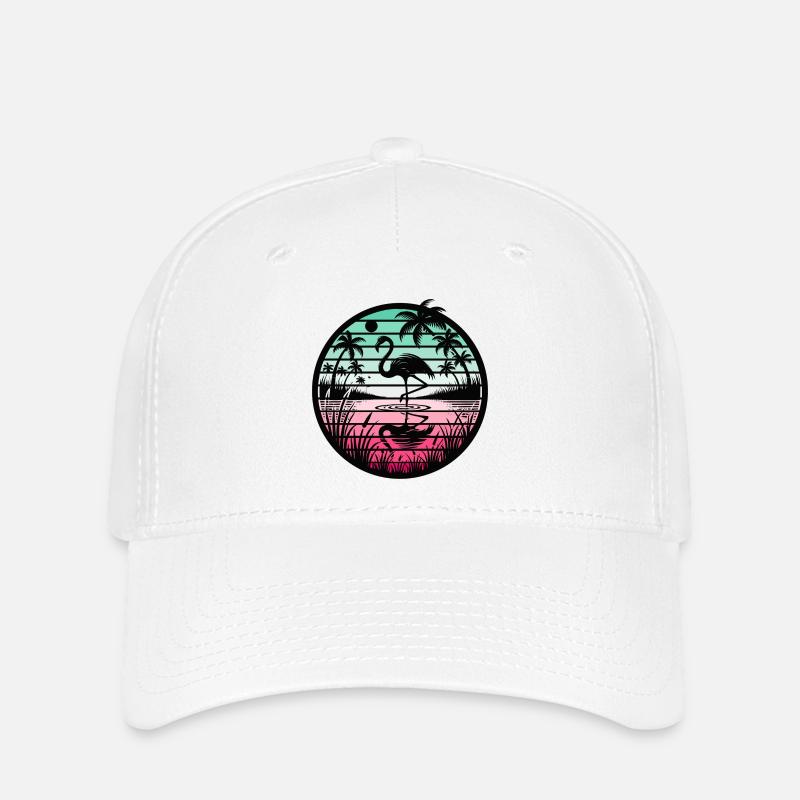 Retro Flamingo Sunset - Flexfit Cap - Weiß