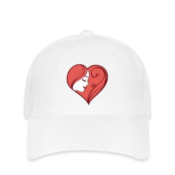 Illustration de coeur avec un visage féminin rêveur - Casquette Flexfit - blanc - Devant