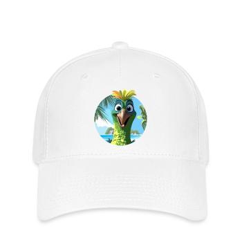 oiseau exotique et palmiers dessin - Casquette Flexfit - blanc - Devant