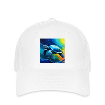 Lebendiges Kunstdesign für Meeresschildkröten - Flexfit Cap - Weiß - Vorne