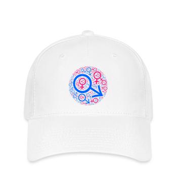 Gender-Kuddelmuddel im Kreis-Design - Flexfit Cap - Weiß - Vorne