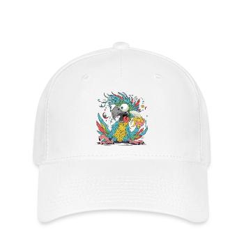 Cuclillo Perroquet Conception de dessin ludique | Coloré - Casquette Flexfit - blanc - Devant