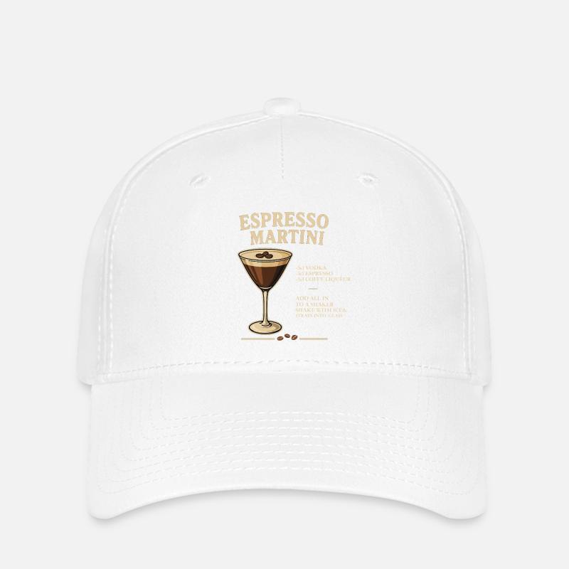 Espresso Martini Cocktail Illustration - Flexfit Cap - white