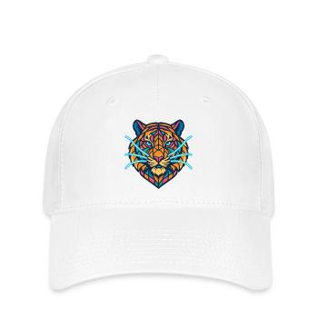 Tigre néon – Férocité géométrique - Casquette Flexfit - blanc - Devant