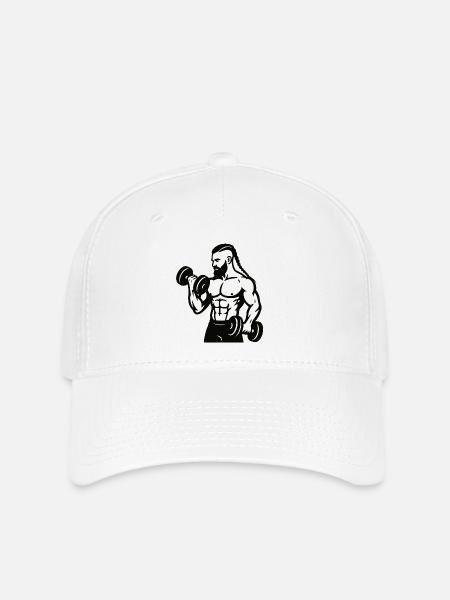 Muskelkraft beim Hanteltraining #nordicwarrior - Flexfit Cap - Weiß