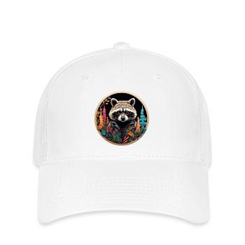 Raccoon in a colorful circle frame - Flexfit Cap - white - Front