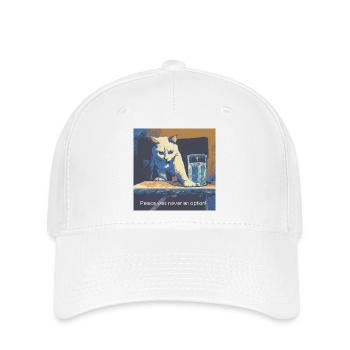 Motif de chat avec message de paix - Casquette Flexfit - blanc - Devant