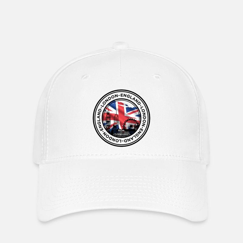 Collage de monuments londoniens avec Union Jack - Casquette Flexfit - blanc