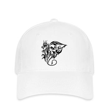 Seitlicher Tribal Drache Design mit Flügel - Flexfit Cap - Weiß - Vorne