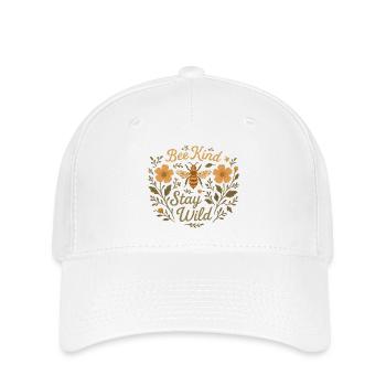 Bienenkind Bleib wild Illustration, Boho Cottagecore - Flexfit Cap - Weiß - Vorne