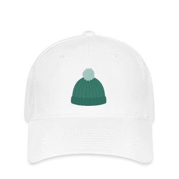Bonnet en tricot avec pompon - Casquette Flexfit - blanc - Devant