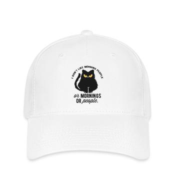 Katze mit morgendlicher Unzufriedenheit und Zitaten - Flexfit Cap - Weiß - Vorne