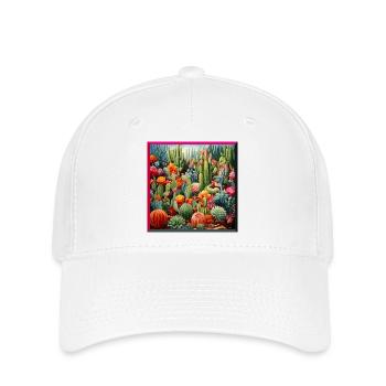 Lebendig Kakteen- und Sukkulentengarten Stickerei - Flexfit Cap - Weiß - Vorne