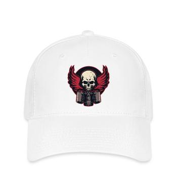 Kolben Flammender Schädel - Flexfit Cap - Weiß - Vorne