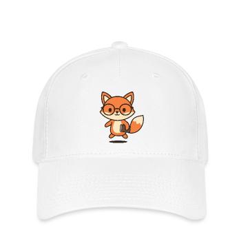 Cute smart fox guy with glasses and book - Flexfit Cap - white - Front