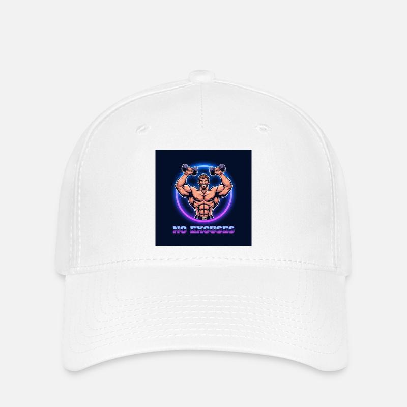 Motivierendes Muskel-Design mit Kraftspruch - Flexfit Cap - Weiß