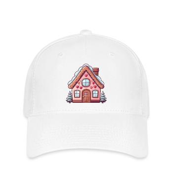 Charmantes schneebedecktes Lebkuchenhaus - Flexfit Cap - Weiß - Vorne